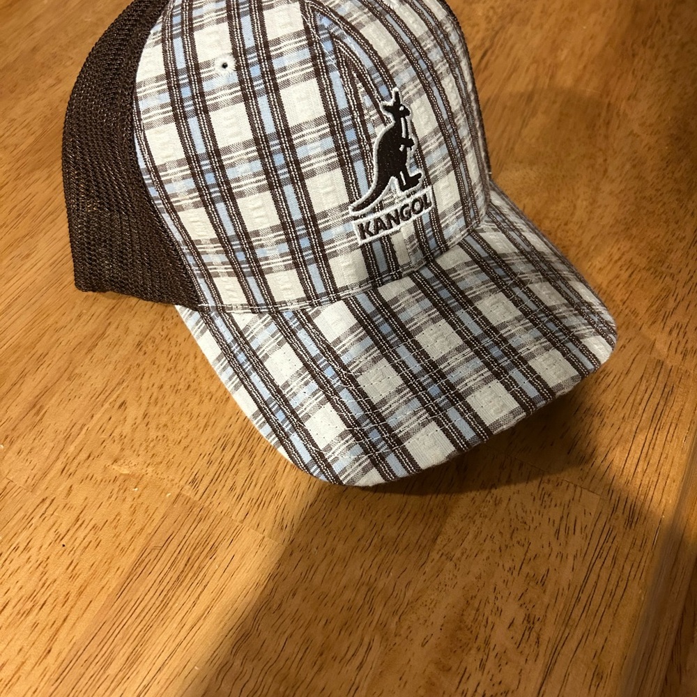Kangol Checkered Cap in Brown and White